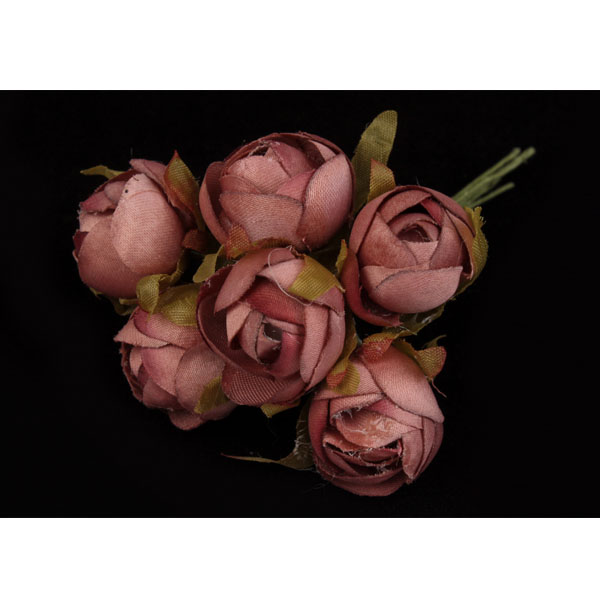 Букетик штучних квітів троянди 6 шт/уп., КОРИЧНЕ  - фото 1