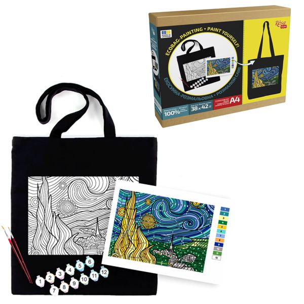 Набор для росписи экосумки «Звездная ночь», хлопок 220 г/кв.м, 38х42 см, ROSA Talent - фото 1