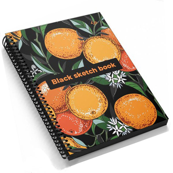 Блокнот «Black sketch book, Orange» А5 (14,8х21 см) 160 г/м.кв. 128 л. на спирали Profiplan
