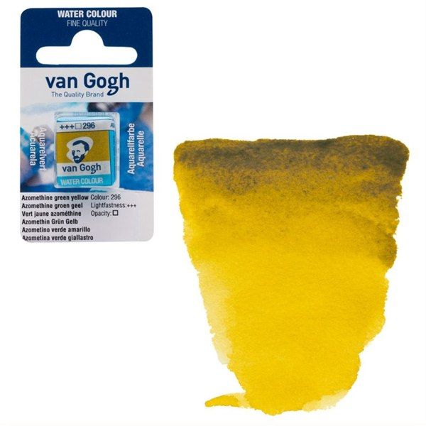 Акварельна фарба Van Gogh у кюветі ЗЕЛЕНО-ЖОВТИЙ АЗОМЕТИН (296), Royal Talens 