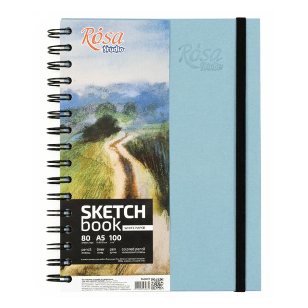 Блокнот на спіралі A5 (14,8х21см), 100г/м2, 80л, блакитний, ROSA Studio - фото 1