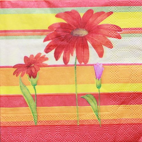 Салфетка Цветы на фоне полос