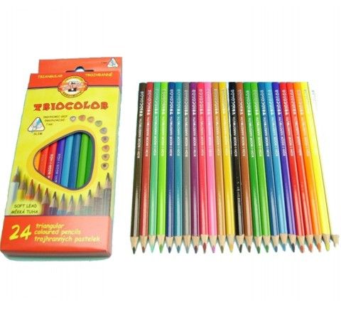 Олівці кольорові тригранні TRICOLOR SLIM 7мм, 24 шт. Koh-i-Noor 