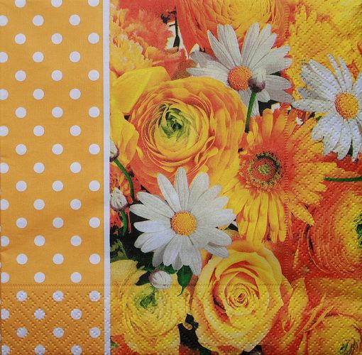 Салфетка Ромашки и желтые розы