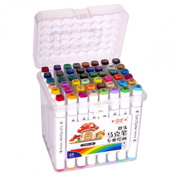 Набір скетч-маркерів для малювання у пластиковому боксі (48 шт/уп.)  - фото 1