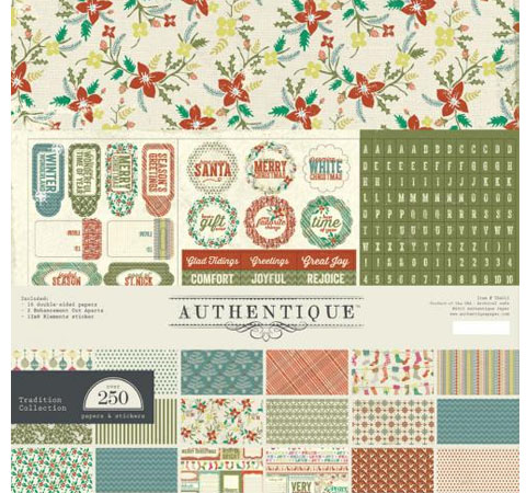 Набір паперу Authentique «Traditions», 30х30см, 18арк.+ 1лист-стік 