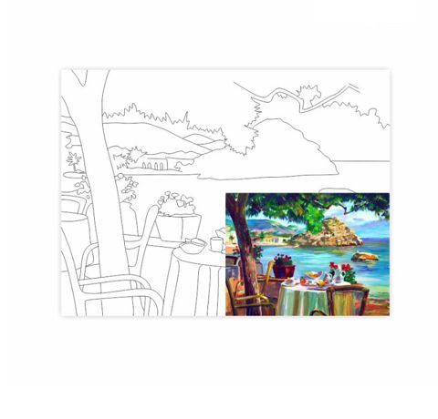Полотно на картоні з контуром «Морські пейзажі №4», 30х40см, бавовна, акрил, ROSA START  - фото 1
