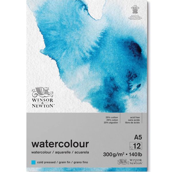 Winsor блок акварельной бумаги Watercolour, cold press, 25% хлопок,  300 г/м2, А5, 12 л. - фото 1