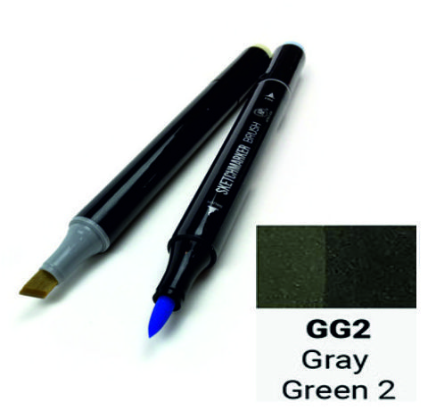 Маркер SKETCHMARKER BRUSH, цвет СЕРО-ЗЕЛЁНЫЙ 2 (Gray Green 2) 2 пера: долото и мягкое, SMB-GG02