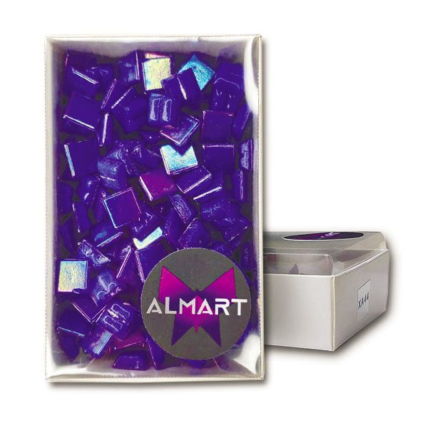 Скляна мозаїка ALMART, перламутрова, ультрамарин, 10x10 мм, 150 гр (204 шт). 