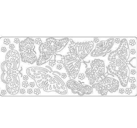 Наклейки «Бабочки ажурные», 10*25 см, Серебро