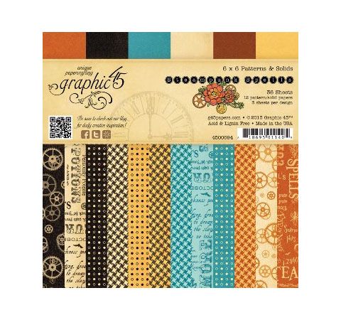 Набор бумаги Graphic45 «Patterns & Solids», 15х15 см, 24л.
