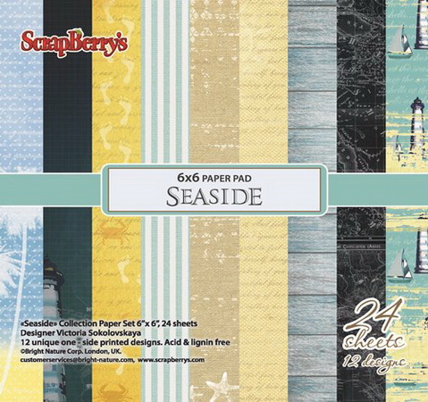 Набор бумаги для скрапбукинга Seaside, 15*15 см, 24 л.