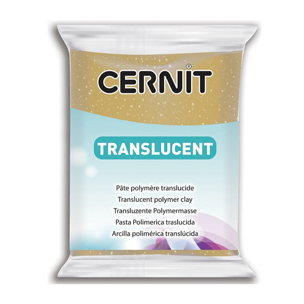 Полімерна глина Cernit TRANSLUCENT, прозора із гліттером ЗОЛОТО, 56 гр.  - фото 1