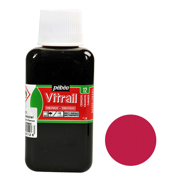 Вітражна фарба Vitrail Pebeo №12 МАЛИНОВА, 250 ml 