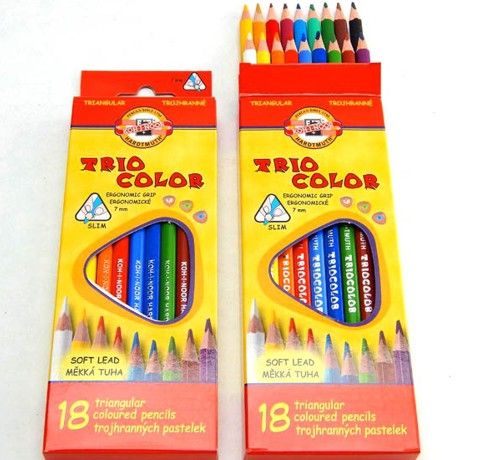 Карандаши цветные трехгранные TRICOLOR SLIM 7мм, 18 шт. Koh-i-Noor
