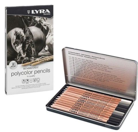 Набір художніх олівців LYRA Rembrandt, сірі відтінки, мет. коробці, 12 шт 