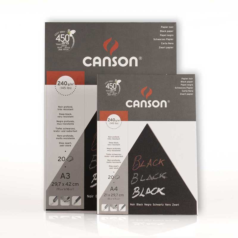 Склейка для рисунка Black А4, 240г/м2, 20л., черная бумага, Canson