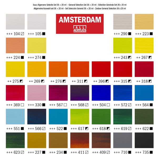 Набор акриловых красок AMSTERDAM GENERAL SELECTION, 36x20 мл. Royal Talens - фото 3