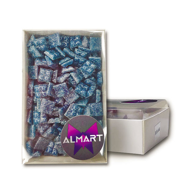 Скляна мозаїка ALMART, «манка», СЕРО-СИНЯ, 10x10 мм, 150 гр (204 шт). 