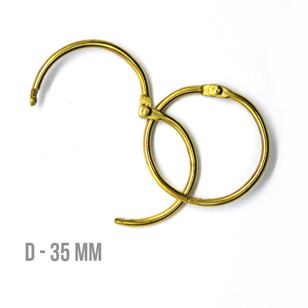 Кольца для альбома D-35 мм, цвет: золото, 2 шт/уп.