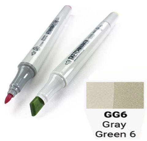 Маркер SKETCHMARKER, цвет СЕРО-ЗЕЛЕНЫЙ 6 (Gray Green 6) 2 пера: тонкое и долото,SM-GG06