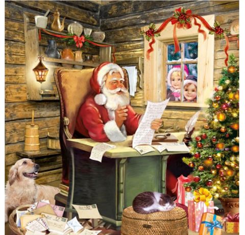 Салфетка Санта читает письма