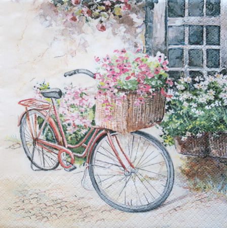 Серветка Велосипед та квіти 