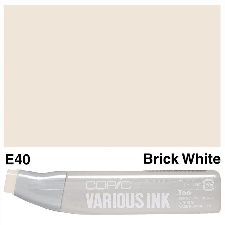 Чернила для маркеров Copic Various Ink, #E-40 Brick white (Серо-белый)