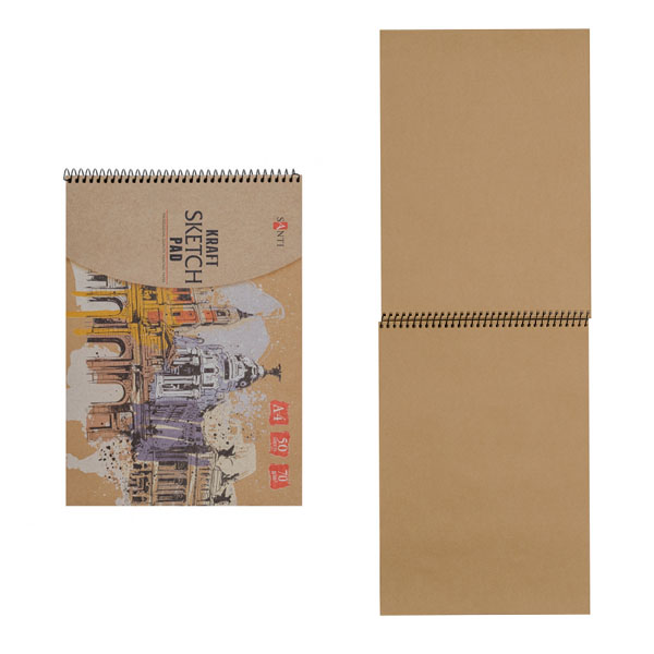 Альбом с крафтовой бумагой SANTI "Kraft Sketch Pad", А4, 50 л., 70 г/м2 - фото 2