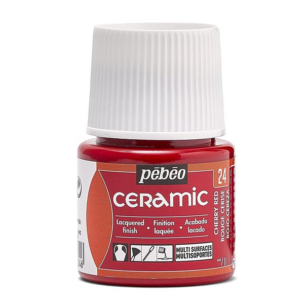 Фарби для скла та кераміки Pebeo «CERAMIC» Вишневий червоний №24, 45 ml 