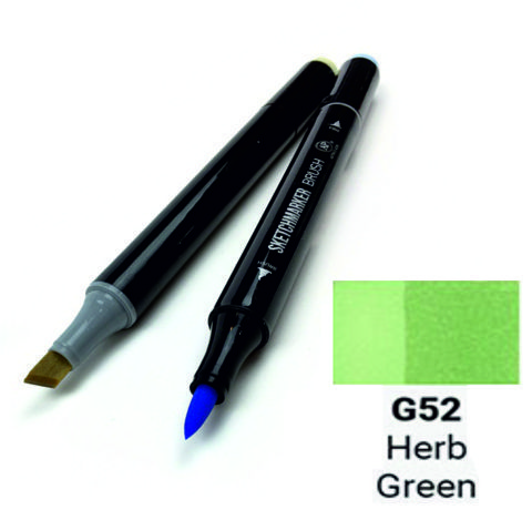 Маркер SKETCHMARKER BRUSH, цвет ЗЕЛЕНАЯ ТРАВА (Herb Green) 2 пера: долото и мягкое, SMB-G052