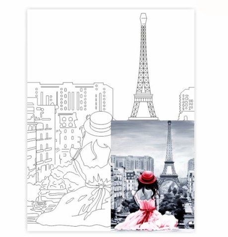 Холст на картоне с контуром Города «Париж-2», 30х40см, хлопок, акрил, ROSA START - фото 1