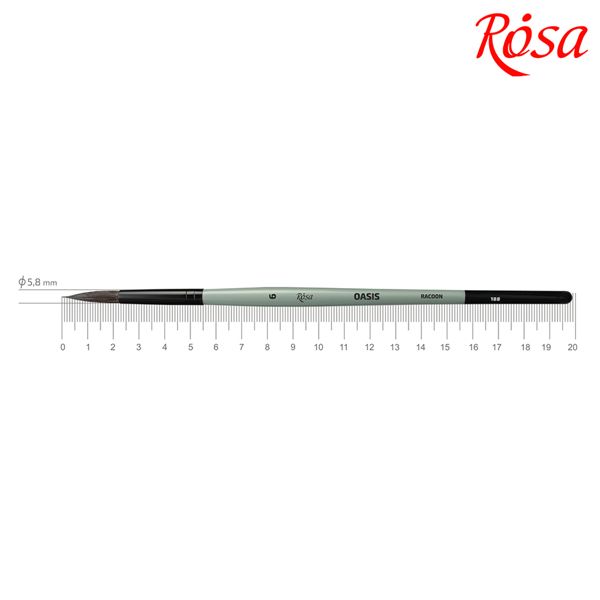 Щітка кругла ROSA OASIS 188 ворс єнота, коротка ручка, №6  - фото 1