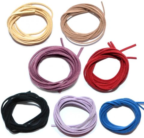 Набір шнурів, штучна замша, 2 метри/уп. (кольори в асортименті) 
