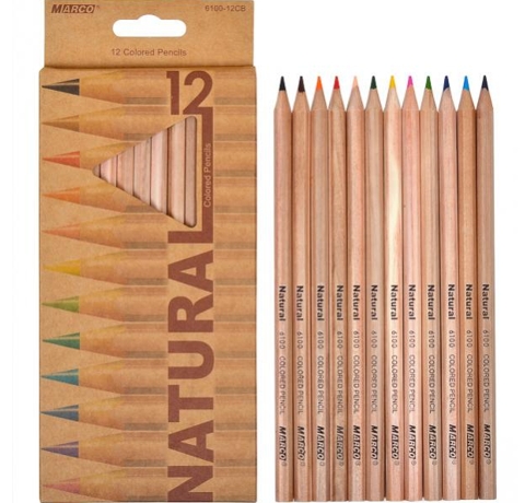 Набір м'яких кольорових олівців Marco, Natural, 12 кольорів 