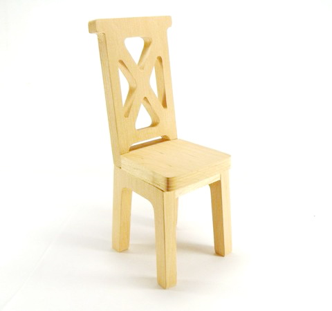 Деревянный игрушечный стульчик (ровный), h-18 см