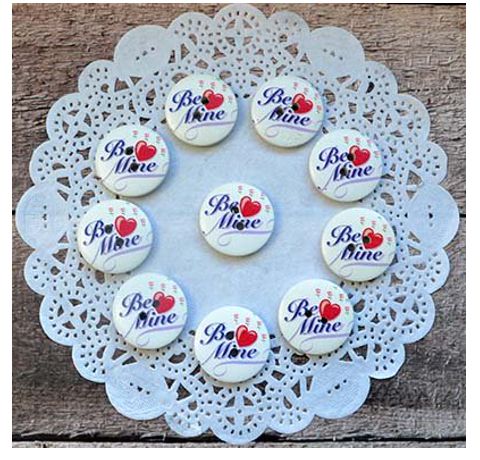Набор деревянных пуговиц «Be mine», 10 шт./уп., d-23 мм.