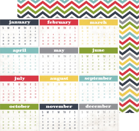 Бумага для скрапбукинга Calendar Months, 30х30 см
