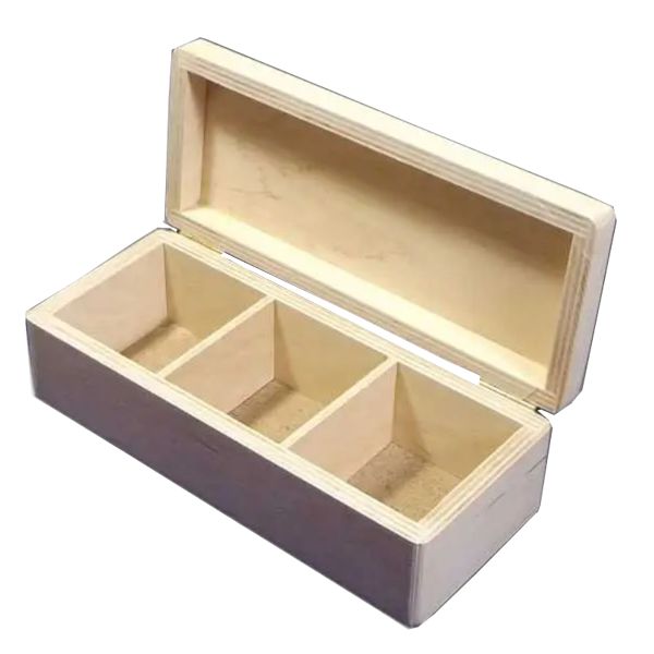Шкатулка деревянная на 3 секции, 8х19х6 см