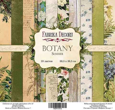 Набір скраппаперу «Botany summer», 30,5х30,5см Фабрика Декору 