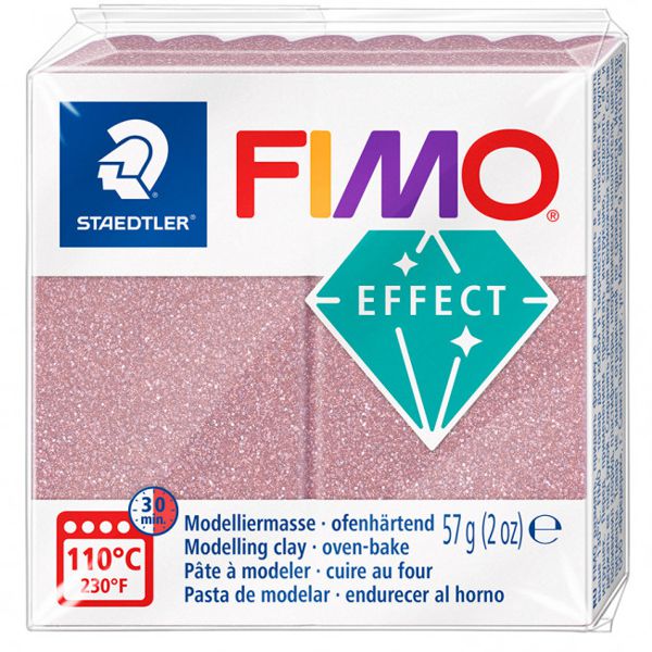 Пластика «FIMO Effect Glitter», 57 г. Колір: Рожеве золото з глітером - фото 1