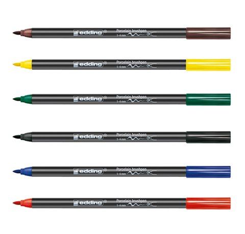 Набір маркерів для фарфору Porcelain Pen, 1-4 мм. 6 шт EDDING  - фото 1