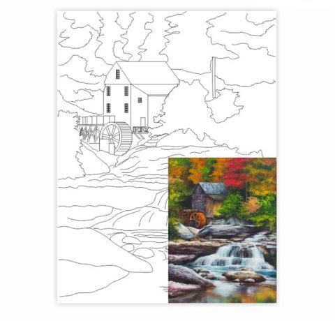 Полотно на картоні з контуром «Пейзаж №26», 30х40см, бавовна, акрил, ROSA START  - фото 1