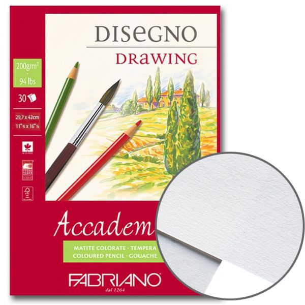 Склейка для рисунка Fabriano Accademia Disegno Drawing А3 (29,7х42 см), 200г/м2, 30л.