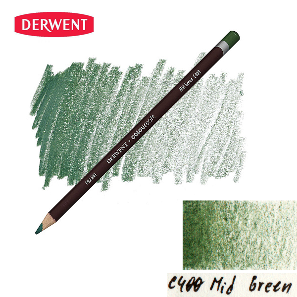 Кольоровий олівець Derwent Coloursoft (C400) Зелений середній. 