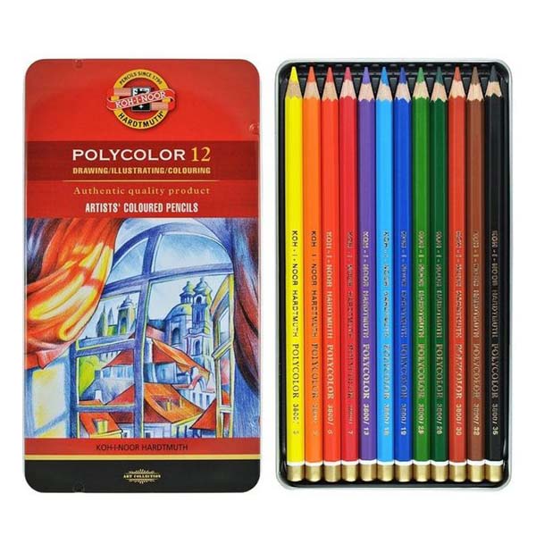 Набір художніх олівців POLYCOLOR, мет. пенал, 12 шт. Koh-i-noor 