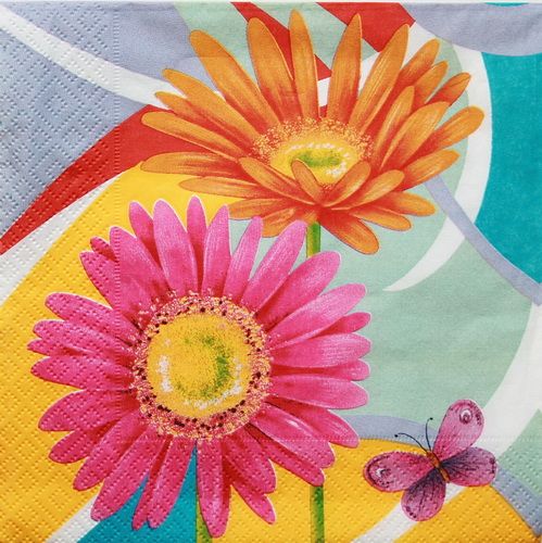 Салфетка Герберы и бабочка