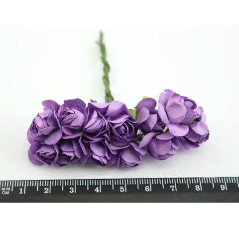 Штучні трояндочки, Фіолетові, D-15 мм, 12 шт/уп. 