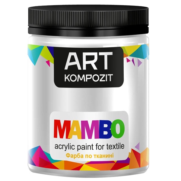Фарба для малювання по тканині MAMBO "ART Kompozit", колір: 1 БІЛИЙ, 450 ml.
